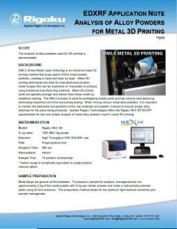 XRF1978: Analysis of Alloy Powders for Metal 3D Printing