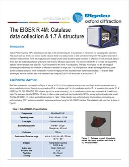 Using the EIGER 4M for single crystal X-ray diffraction on catalase